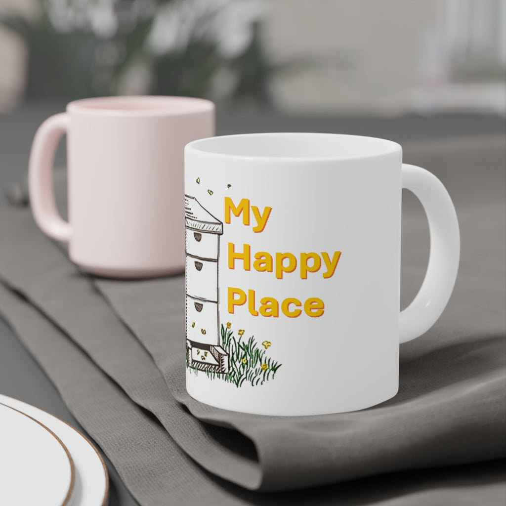 Beehive 'My Happy Place' Ceramic Mug — Beekeeper Gift