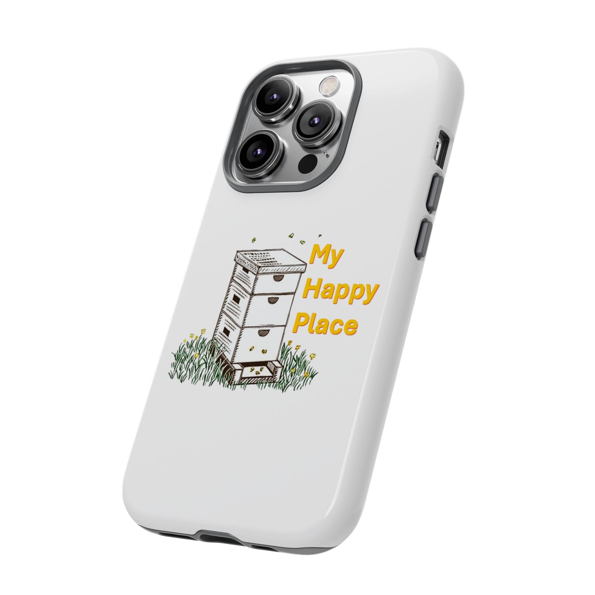 Phone Case — 'My Happy Place' Bee Hive Design Protective Cover