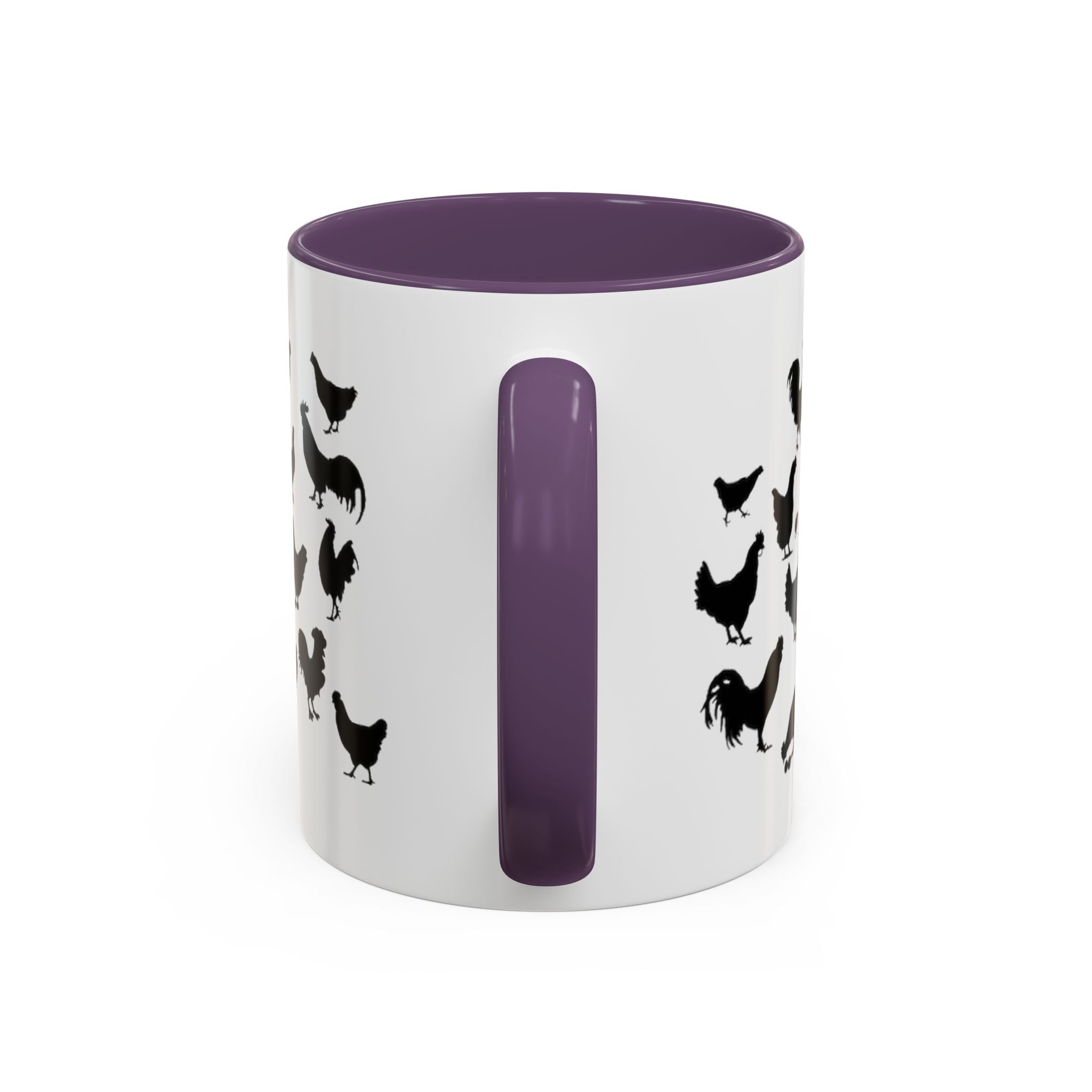 Chickens Silhouette Accent Coffee Mug – Black Hen Pattern (11/15 oz)