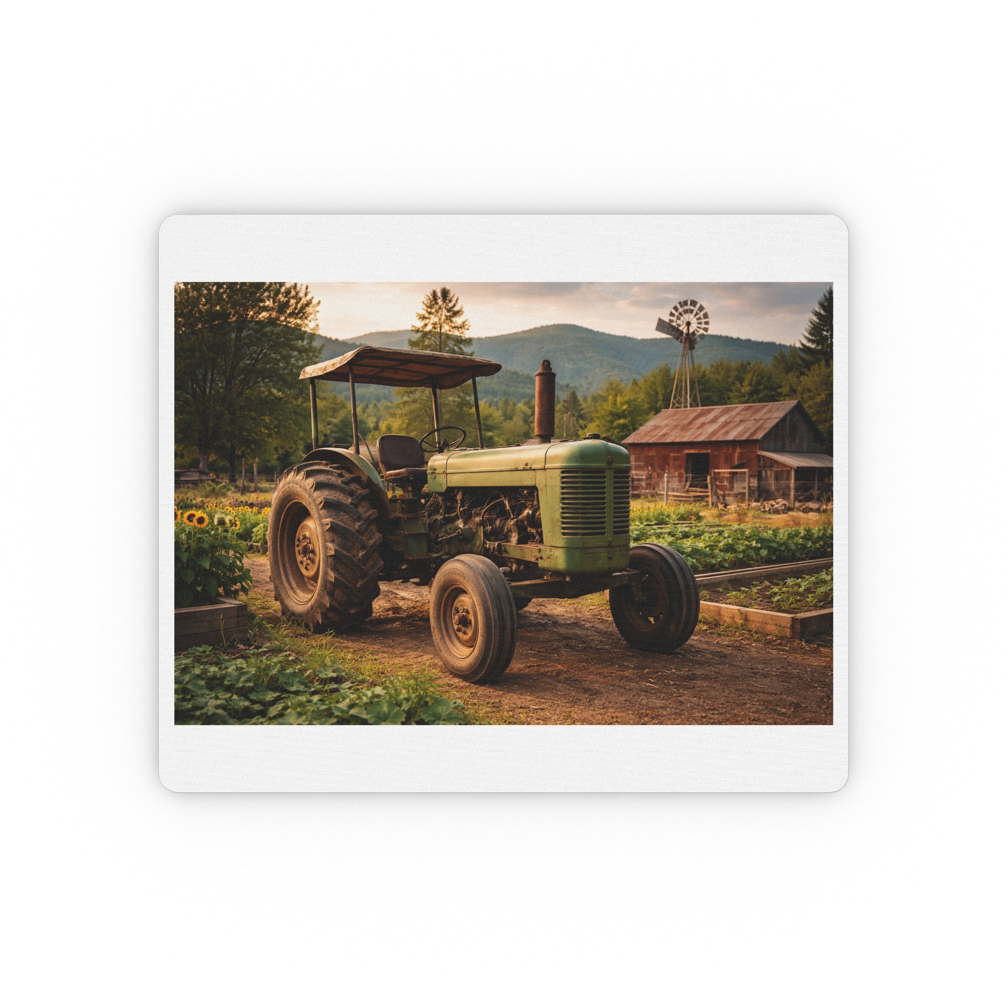 Vintage Homestead Farm Tractor Mouse Pad — Rustic Country Desk Mat