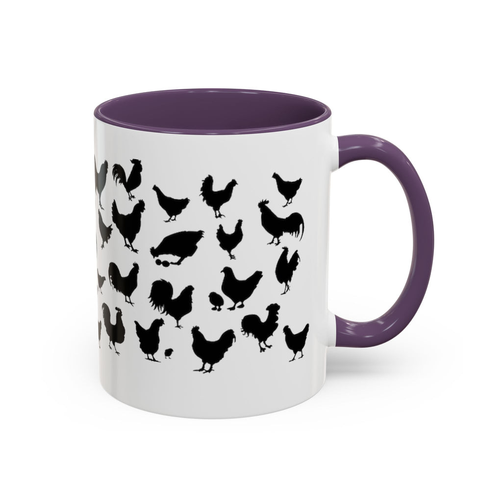 Chickens Silhouette Accent Coffee Mug – Black Hen Pattern (11/15 oz)
