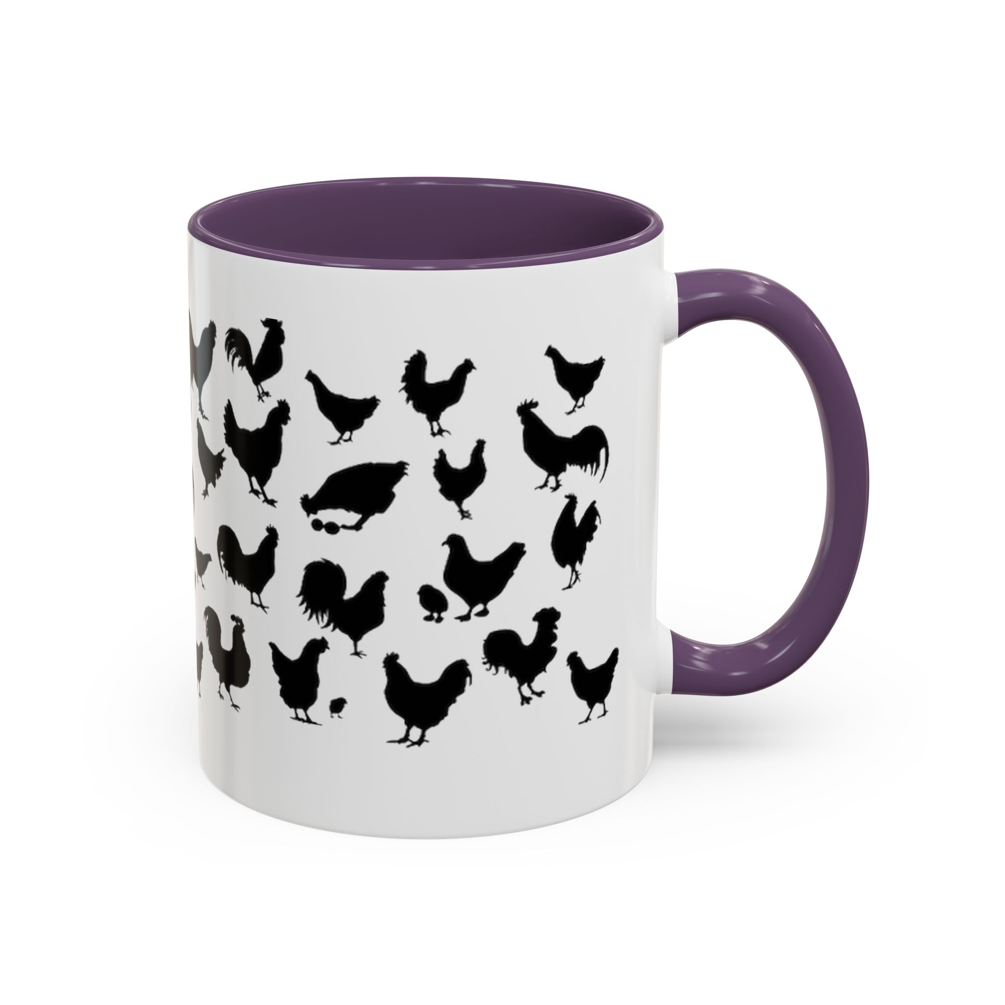 Chickens Silhouette Accent Coffee Mug – Black Hen Pattern (11/15 oz)