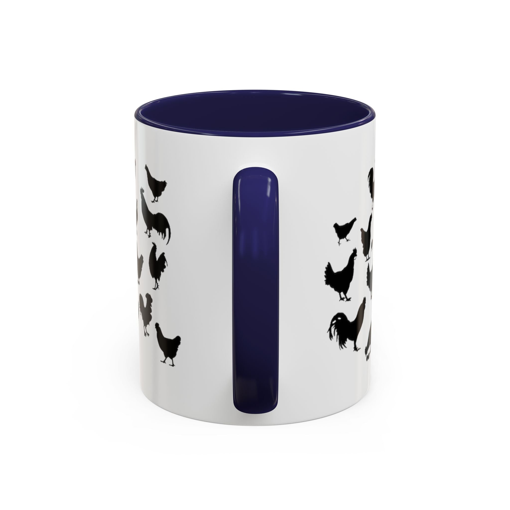 Chickens Silhouette Accent Coffee Mug – Black Hen Pattern (11/15 oz)